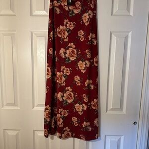 Agnes & Dora Floral Burgundy Maxi Skirt